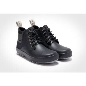 Tretorn Gunnar Rain Boot Waterproof Lace Up Black Gray Mens US 11.5‎ / EU 45